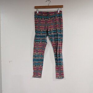 American Eagle Aztec Print Leggings Grey Teal Pink Size Medium